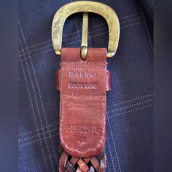 Men’s Braided Genuine Leather Belt with Gold Brass Buckle - Picture 4 of 4